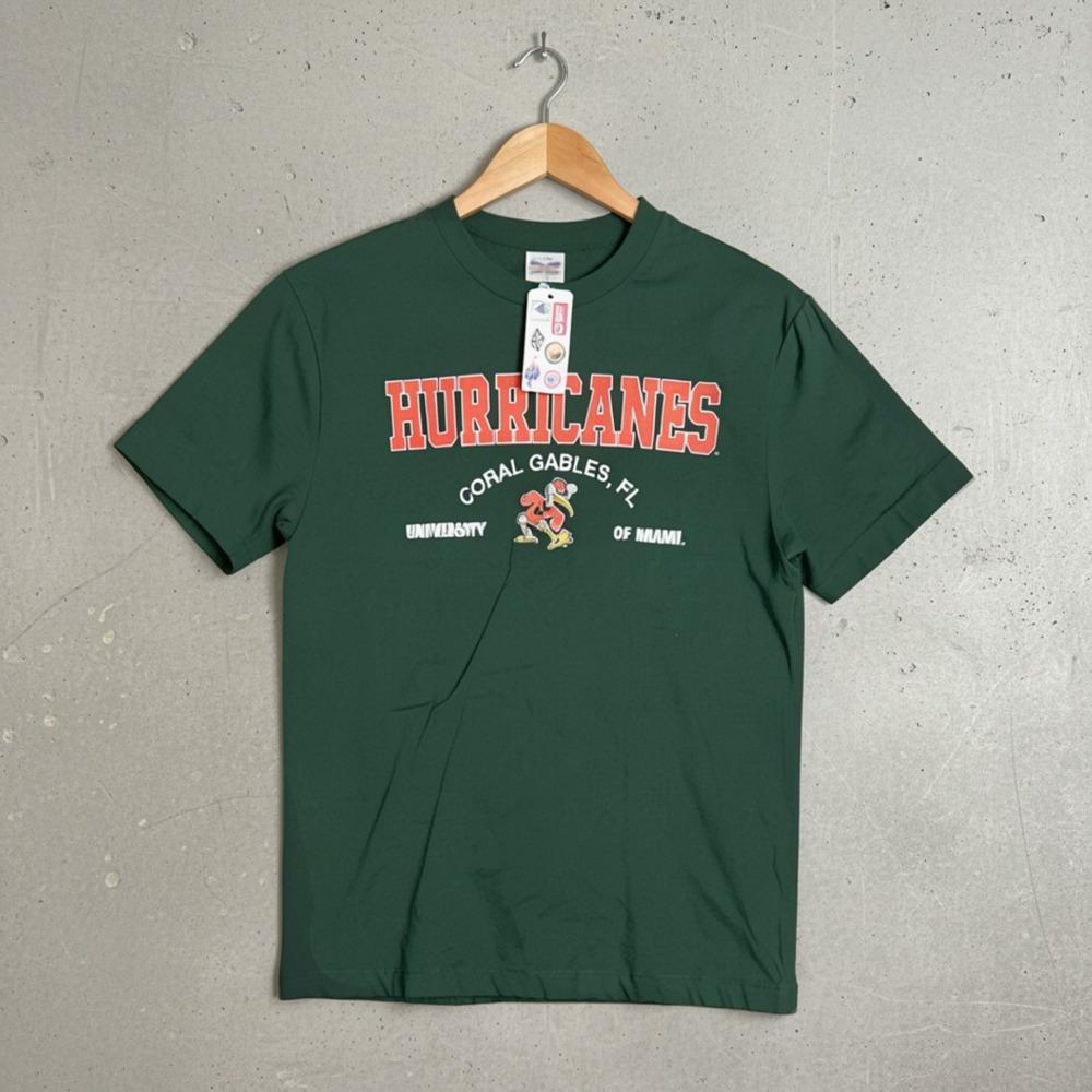 NWT University Of Miami Hurricanes T-Shirt Green Graphic College Tee